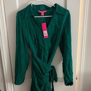 Lilly Pulitzer Green Long Sleeve Wrap Dress